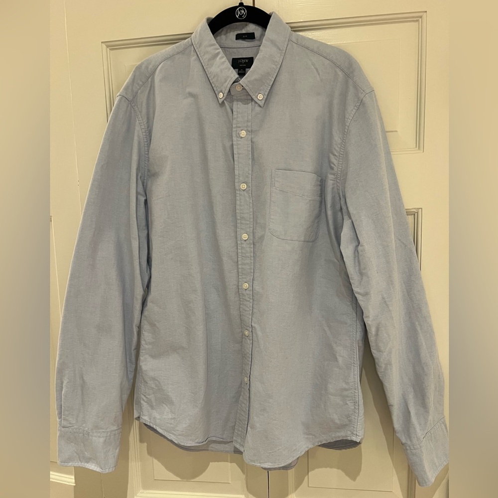 J. Crew Men's Light Blue Oxford Button Down Shirt 100% Cotton XL Slim